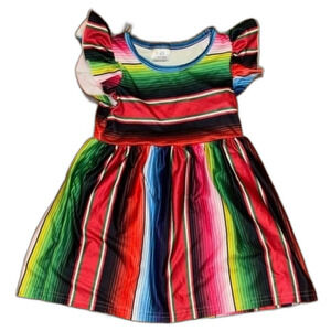 Toddler Girls Mexican Serape Dress 2Y EUC Bright Fiesta Outfit